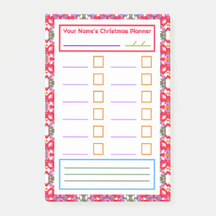 Röd Grön Julplan Noteringar Festlig Planerare Post-it Block