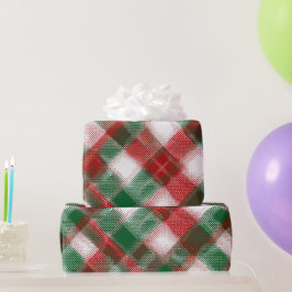 Röd-grön klassisk jul snö rutmönster presentpapper