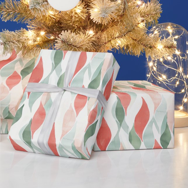 Röd Grön Kräm Mint Vit Jul Presentpapper (Helgdagar)