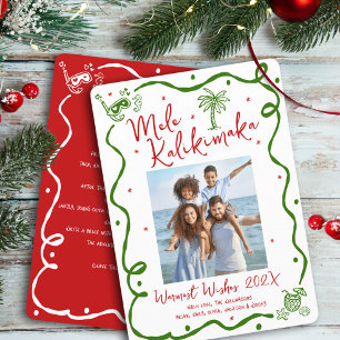 Röd Grön Mele Kalikimaka Foto Klotter Jul Julkort