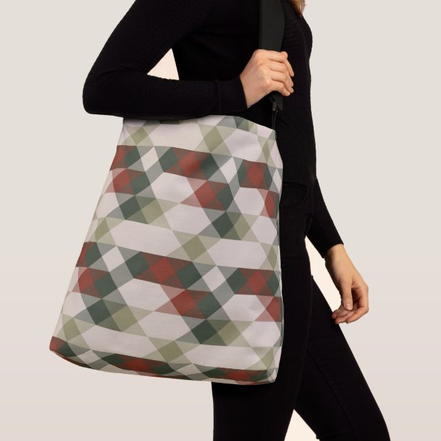 röd grön och beige geometrisk axelväska (Närbild)