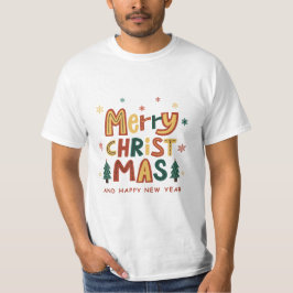 Röd, Grön och Gul Illustrativ Jul  T Shirt