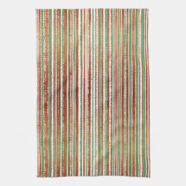 Röd, grön och vit randig mönster kökshandduk