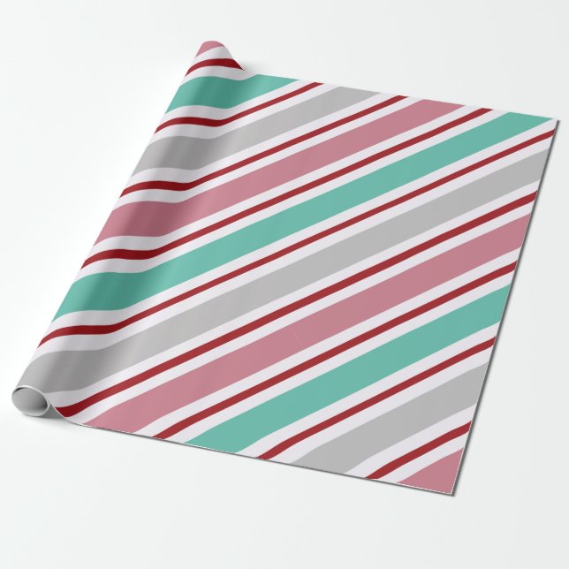 Röd, Grön och Vit Snöflinga Lane Julförpackning Presentpapper (Utrullad)