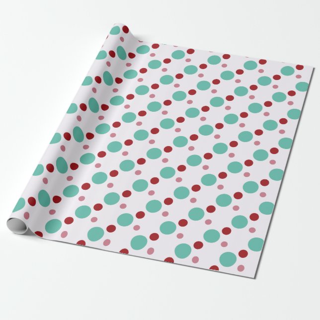 Röd, Grön och Vit Snöflinga Lane Julförpackning Presentpapper (Utrullad)