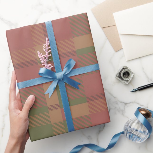 Röd Grön Plaid Mönster Inpackningspapper Presentpapper (Gifting)