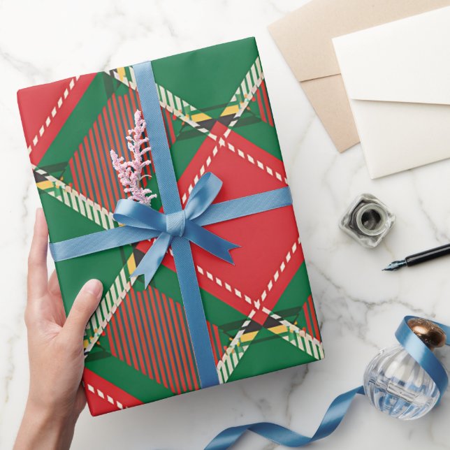 Röd Grön Plaid Mönster Inpackningspapper Presentpapper (Gifting)