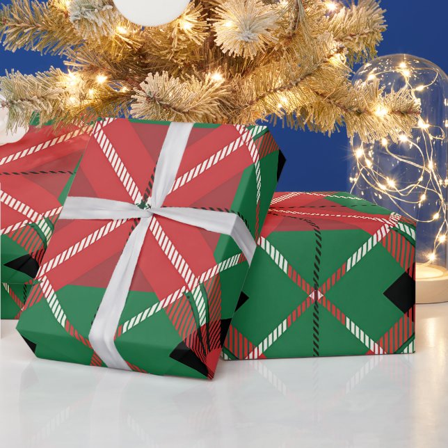 Röd Grön Plaid Mönster Presentpapper (Helgdagar)