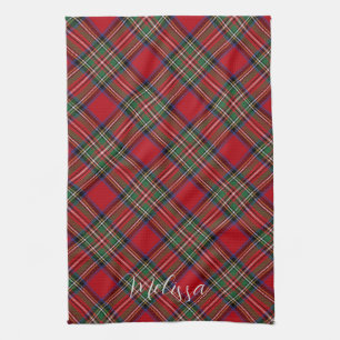 Röd Grön Plaid Rustik Klassisk Tartan Kökshandduk