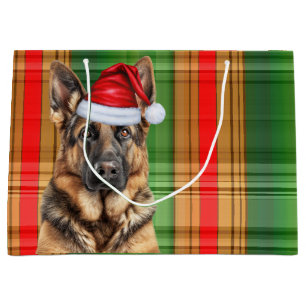Röd Grön Plaid Tysk Shepherd Hund Älskare Högtid