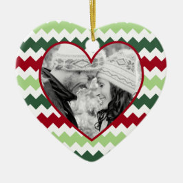 Röd grön prydnad för jul för sparrehjärtafoto julgransprydnad keramik