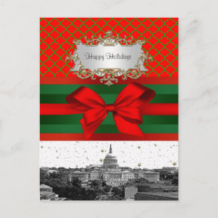 Röd grön Quatrefoil BG för Washington DC-horisont Helg Vykort