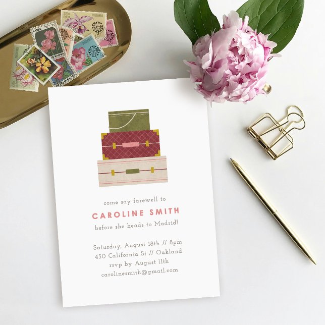 Röd Grön Resväsks Avskedsfest Inbjudan (Skapare uppladdad)