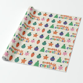 Röd Grön Rosa Handritad Festlig Jul Omslagspapper Presentpapper