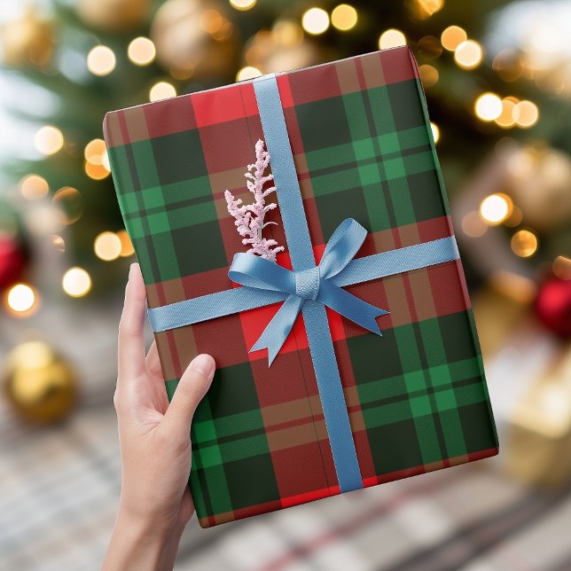 Röd Grön Rutig Buffel Kontroll Jul Högtid Presentpapper (Red Green Plaid Buffalo Check Christmas Holiday Wrapping Paper)