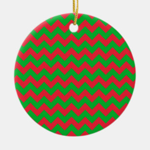 Röd grön sparre julgransprydnad keramik