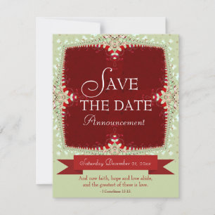 Röd + Grön spets Save the Date-inbjudan Inbjudningar