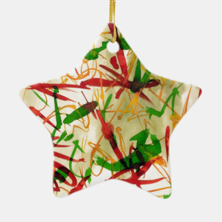 Röd grön stjärna Ornamet för jul Julgransprydnad Keramik
