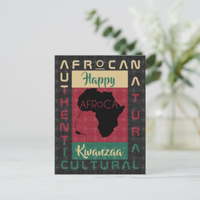 röd grön svart AFRoCA Afro Afrika Svart kulturarv Vykort (Stående Fram)