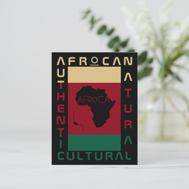 röd grön svart AFRoCA Afro Afrika Svart kulturarv Vykort (Stående Fram)