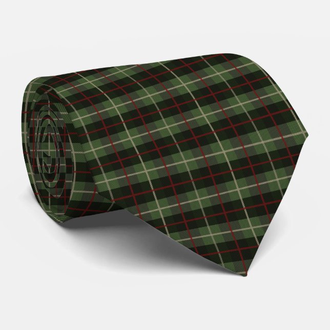 Röd Grön Svart Rutig Tartan Herr Slips (Rullad)