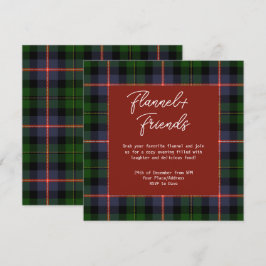 Röd Grön Tartan Flanell & Vänner Julfest Inbjudningar