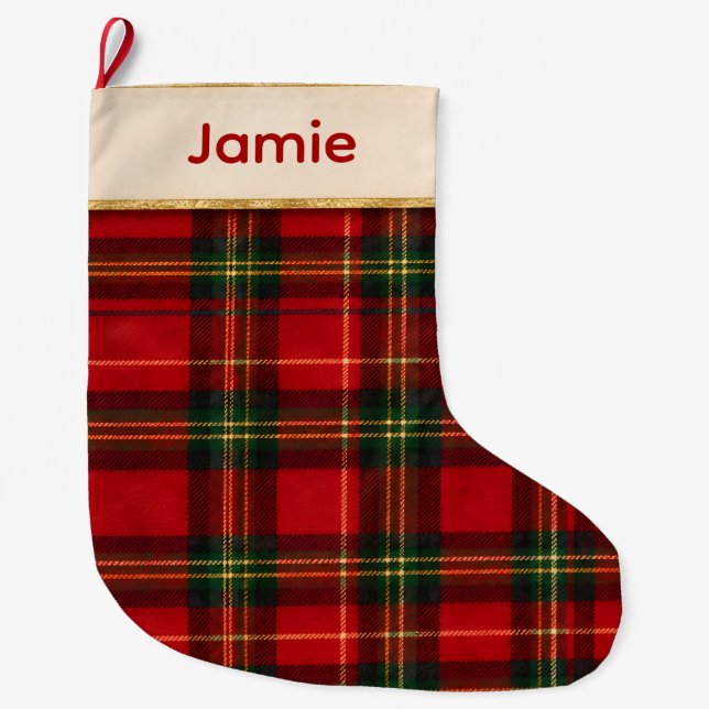 Röd Grön Tartan Julstrumpa (Framsidan)