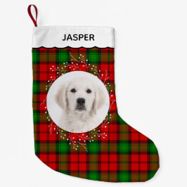 Röd Grön Tartan Randig Vinterkrans Husdjur Hund Fo Liten Julstrumpa