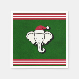 Röd & Grön Vit Elefant Jul Present Julfest Pappersservett