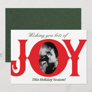 Röd & Grön Vit Högtidlig JOY Foto Julkort Inbjudningar