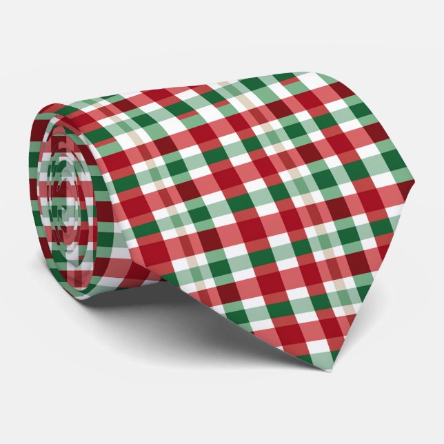 Röd Grön Vit Karo Glad Rustik Hemtrevlig Stil Slips (Rullad)