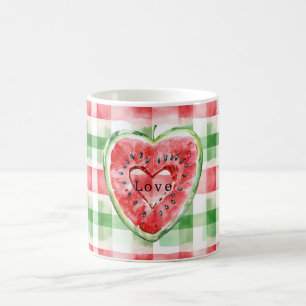 Röd Grön Vit Vattenmelon Hjärtstrimmor Kaffemugg