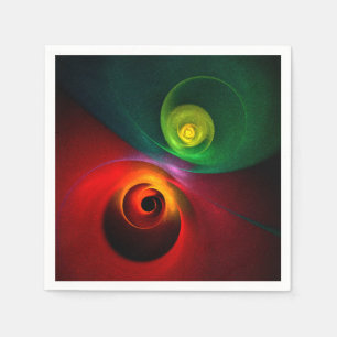 Röd Grön Yin Yang Modern Abstrakt Konst Mönster #2 Pappersservett