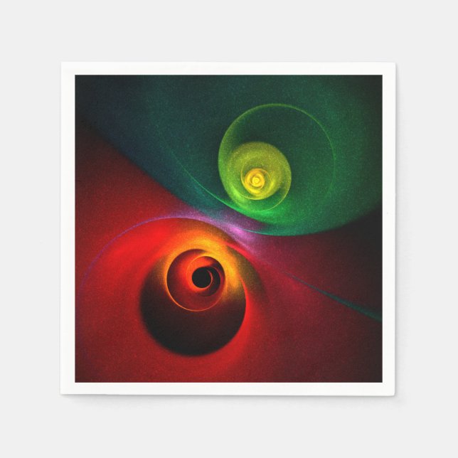Röd Grön Yin Yang Modern Abstrakt Konst Mönster #2 Pappersservett (Framsidan)