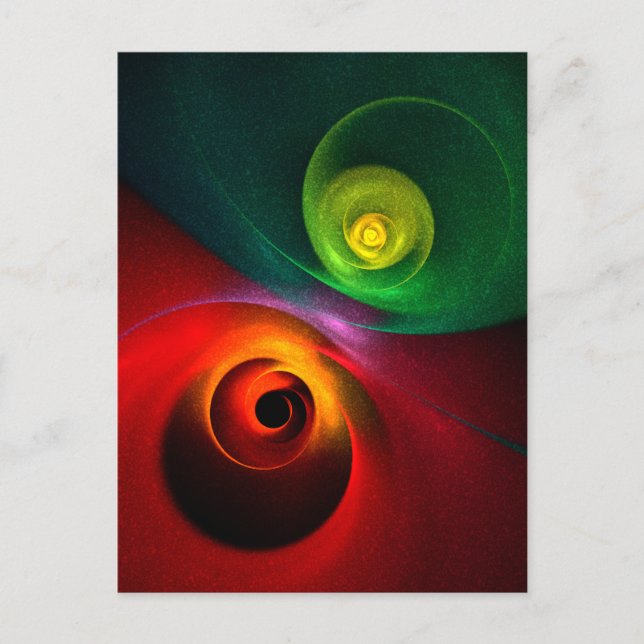 Röd Grön Yin Yang Modern Abstrakt Konst Mönster #2 Vykort (Framsida)