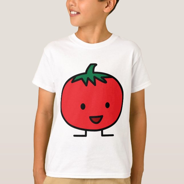 Röd grönsakfrukt för lycklig tomat t shirt (Framsida)
