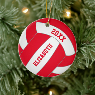 röd grönt ANY färg personlig Flickans volleyball Julgransprydnad Keramik