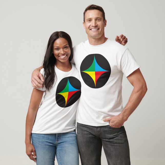 röd grönt blå gult stjärna tee shirt (Unisex)