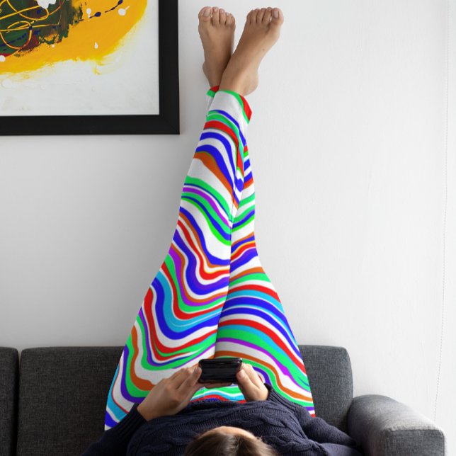 Röd, Grönt, blå, vit Abstrakt, bläckaktig Leggings (Skapare uppladdad)