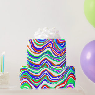 Röd, Grönt, blå, vit Abstrakt, bläckaktig Presentpapper