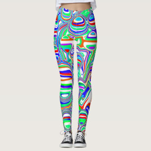 Röd, Grönt, Blått, Vita Abstrakt Bubbles Leggings