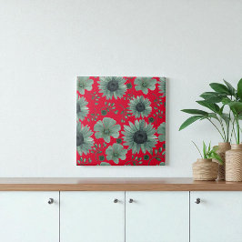 Röd Grönt Blommigt för vattenfärg Kakelplatta