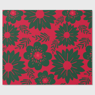 Röd Grönt Blommigt för vattenfärg Presentpapper