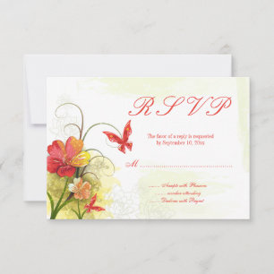 Röd grönt blommor + fjäril bröllop OSA svar