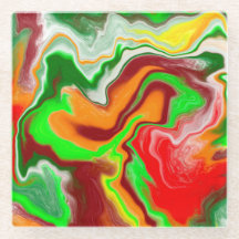 Röd, Grönt, Burgundy Colorful Marble Fluid Art
