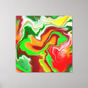 Röd, Grönt, Burgundy Colorful Marble Fluid Art Canvastryck
