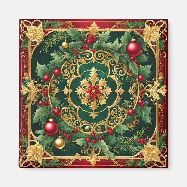 Röd Grönt Guld, julgranens Helgdag Magnet (Framsidan)