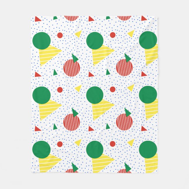 Röd Grönt Gult Blåcirkeltriangel Punkt Mönster Fleecefilt (Framsidan)