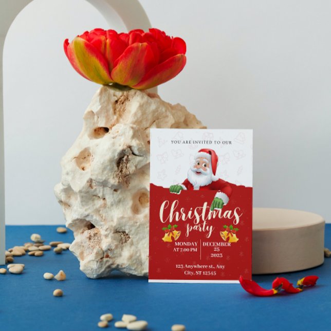 Röd Grönt Gult Modern julfest - inbjudan (Skapare uppladdad)