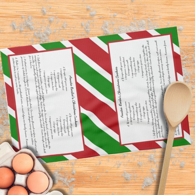Röd Grönt Helgdag Anpassningsbar-familjrecept för  Kökshandduk (Skapare uppladdad)